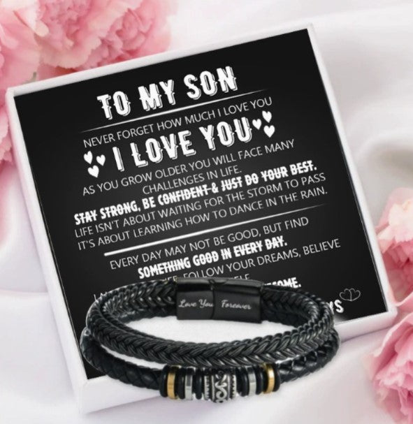 To My Son – Braided Leather Bracelet