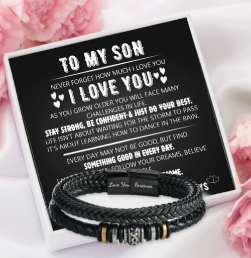 To My Son – Braided Leather Bracelet