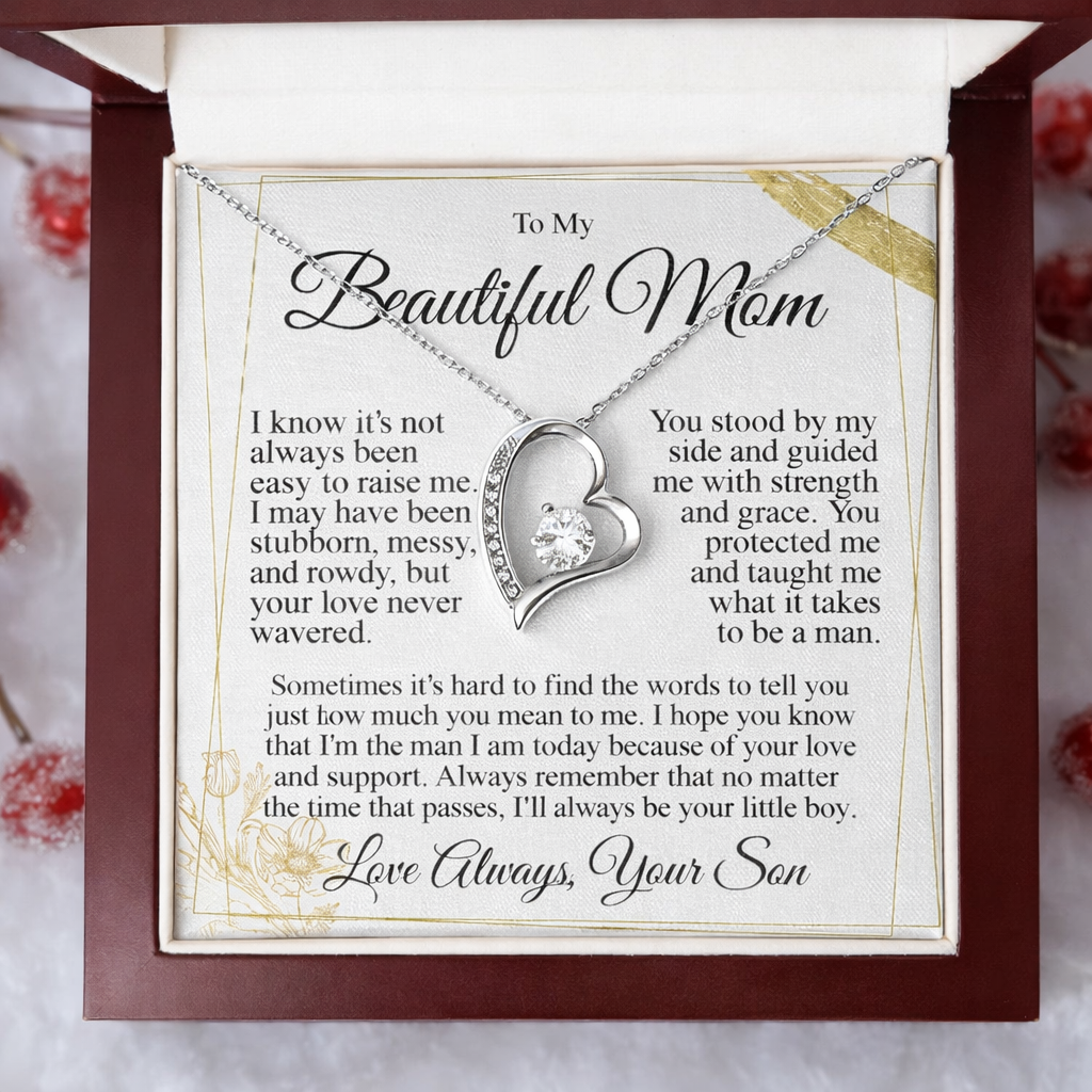 To My Mom - I Love You Heart Necklace