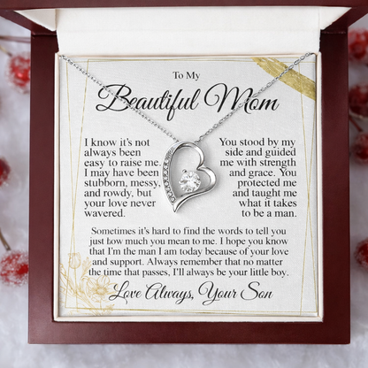 To My Mom - I Love You Heart Necklace