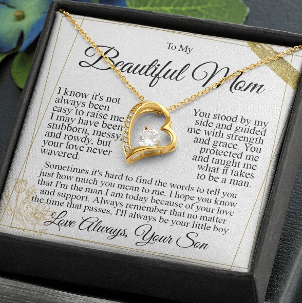 To My Mom - I Love You Heart Necklace