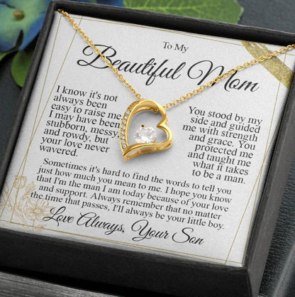 To My Mom - I Love You Heart Necklace