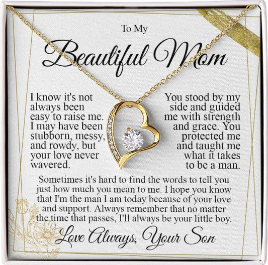 To My Mom - I Love You Heart Necklace