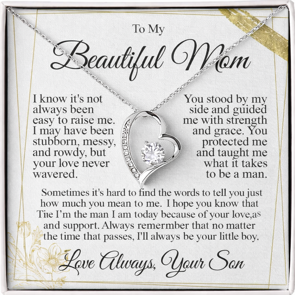 To My Mom - I Love You Heart Necklace