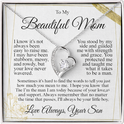 To My Mom - I Love You Heart Necklace
