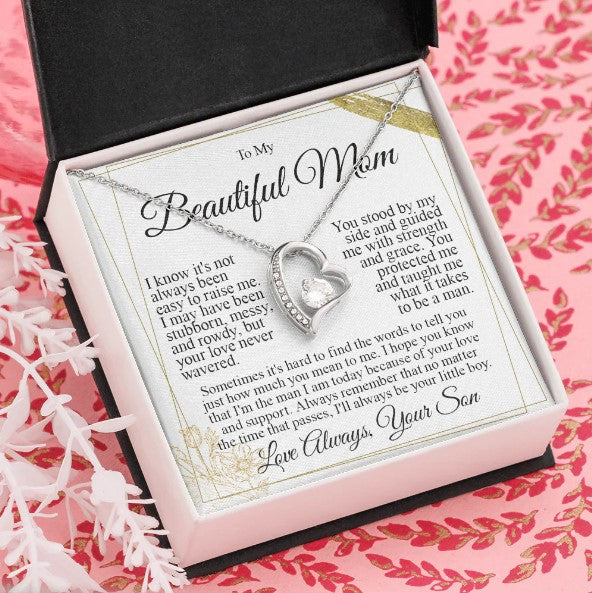 To My Mom - I Love You Heart Necklace