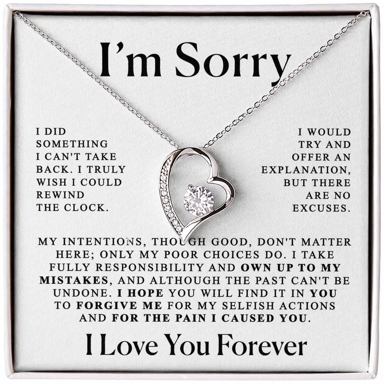Apology Gift For Loved Ones – “I’m Sorry” Heart Necklace