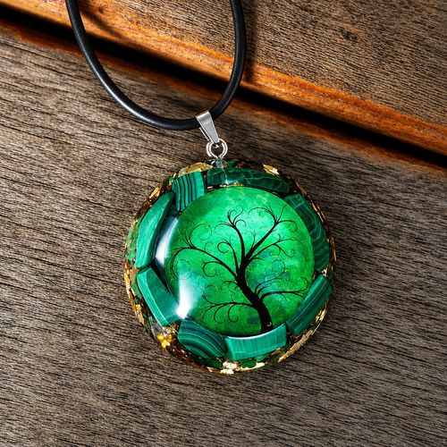 Malachite Tree of Life Orgonite Pendant