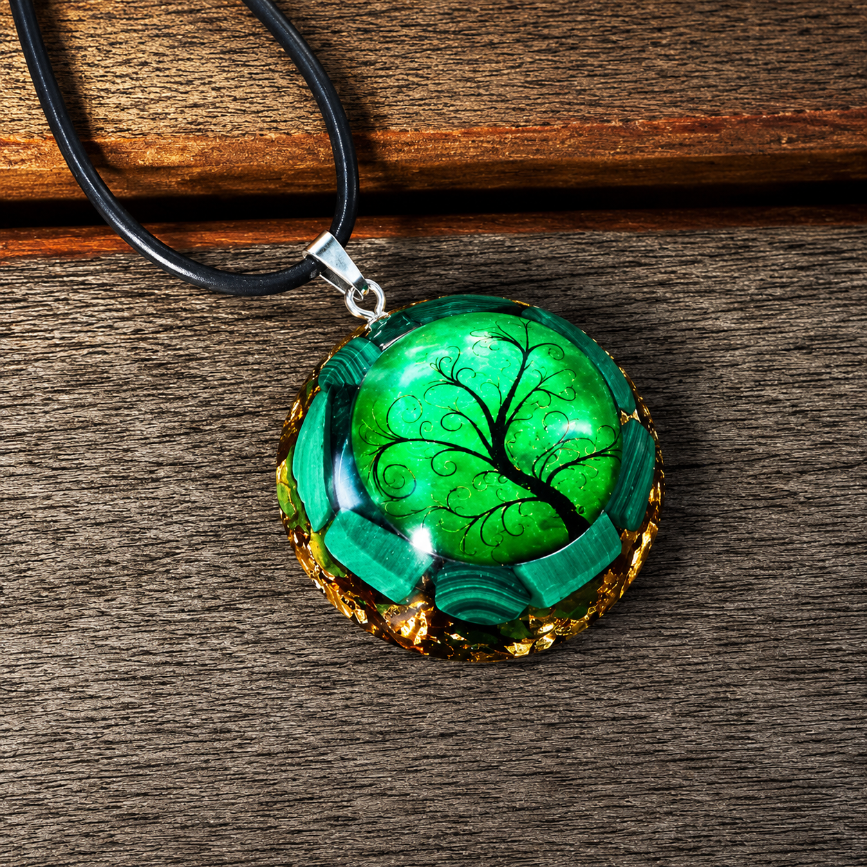 Malachite Tree of Life Orgonite Pendant