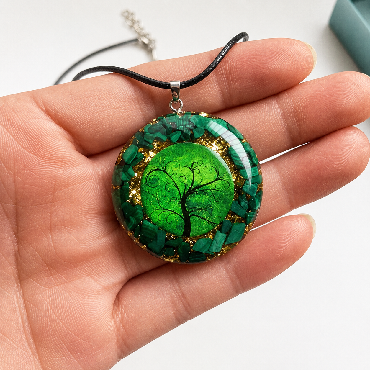 Malachite Tree of Life Orgonite Pendant