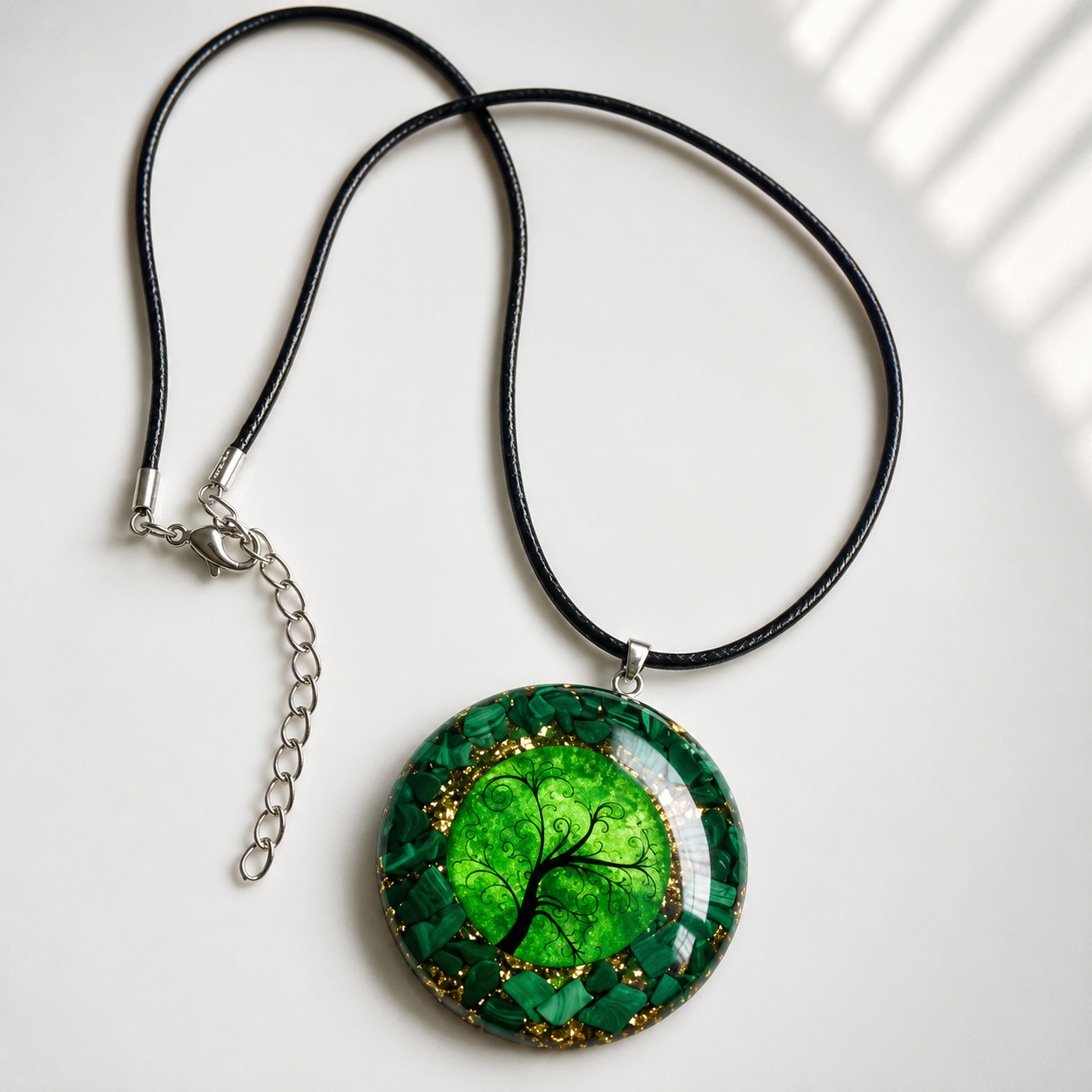 Malachite Tree of Life Orgonite Pendant