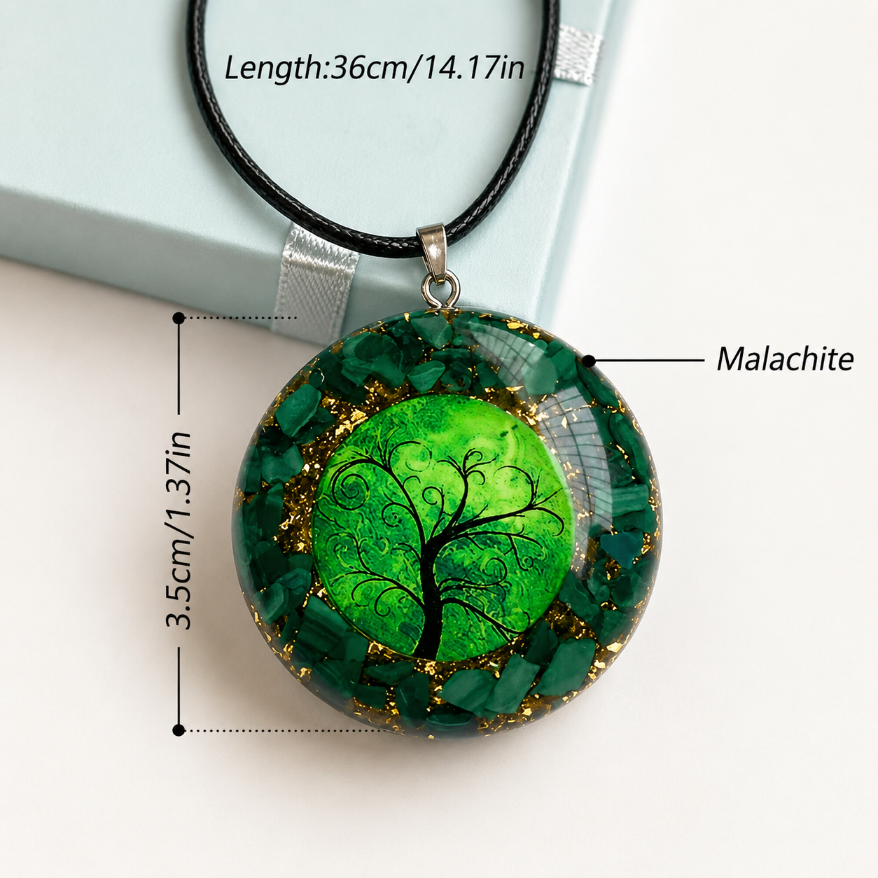 Malachite Tree of Life Orgonite Pendant