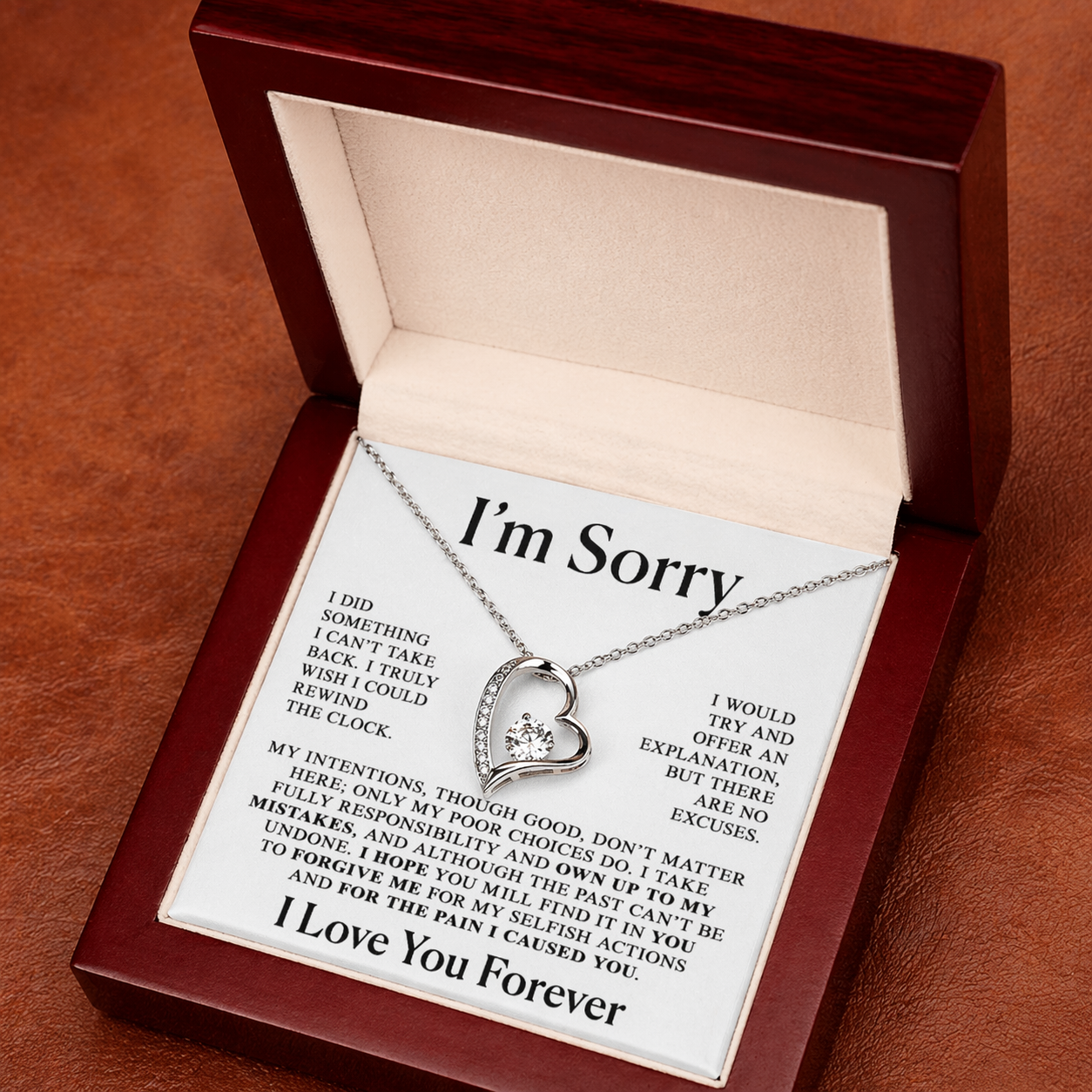 Apology Gift For Loved Ones – “I’m Sorry” Heart Necklace
