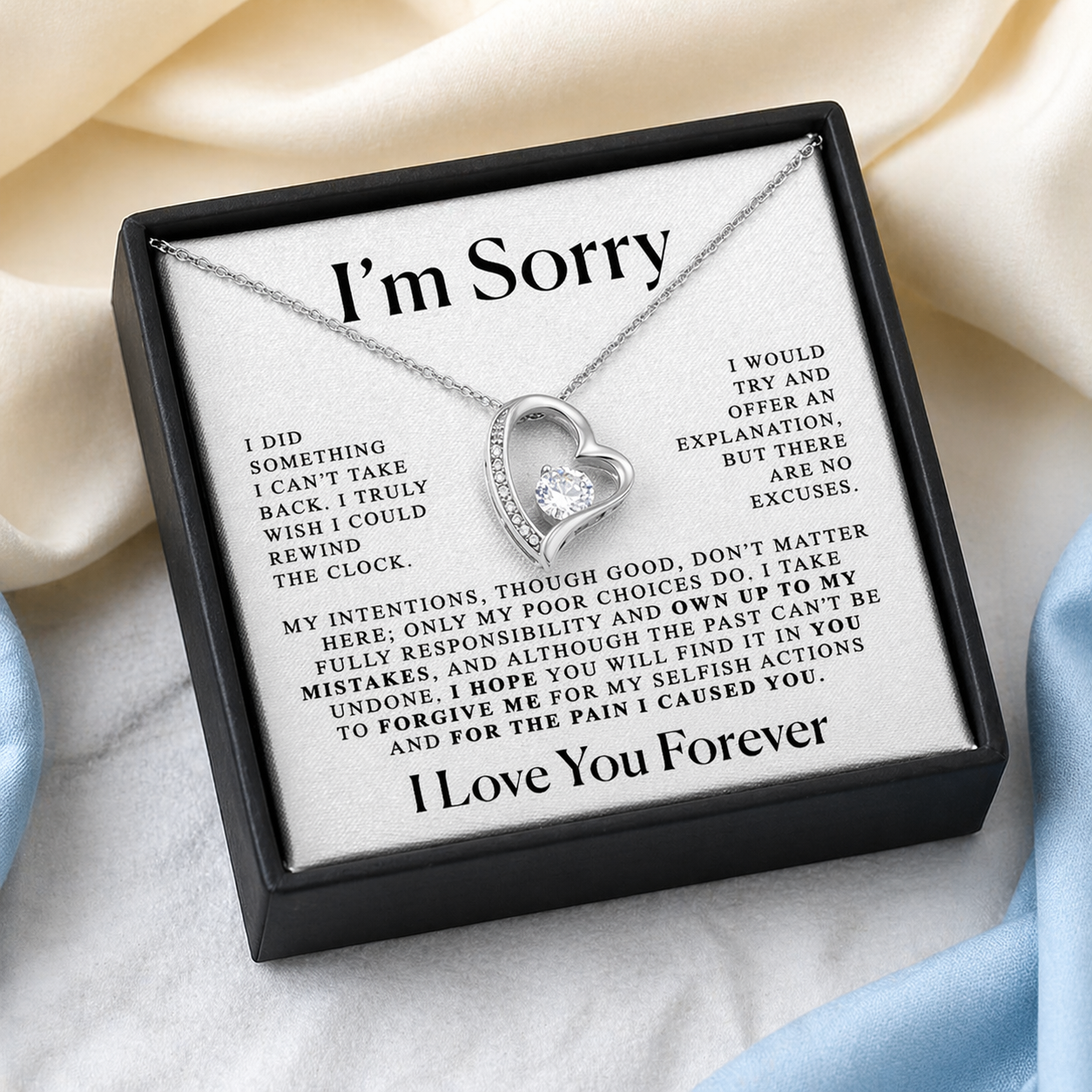 Apology Gift For Loved Ones – “I’m Sorry” Heart Necklace