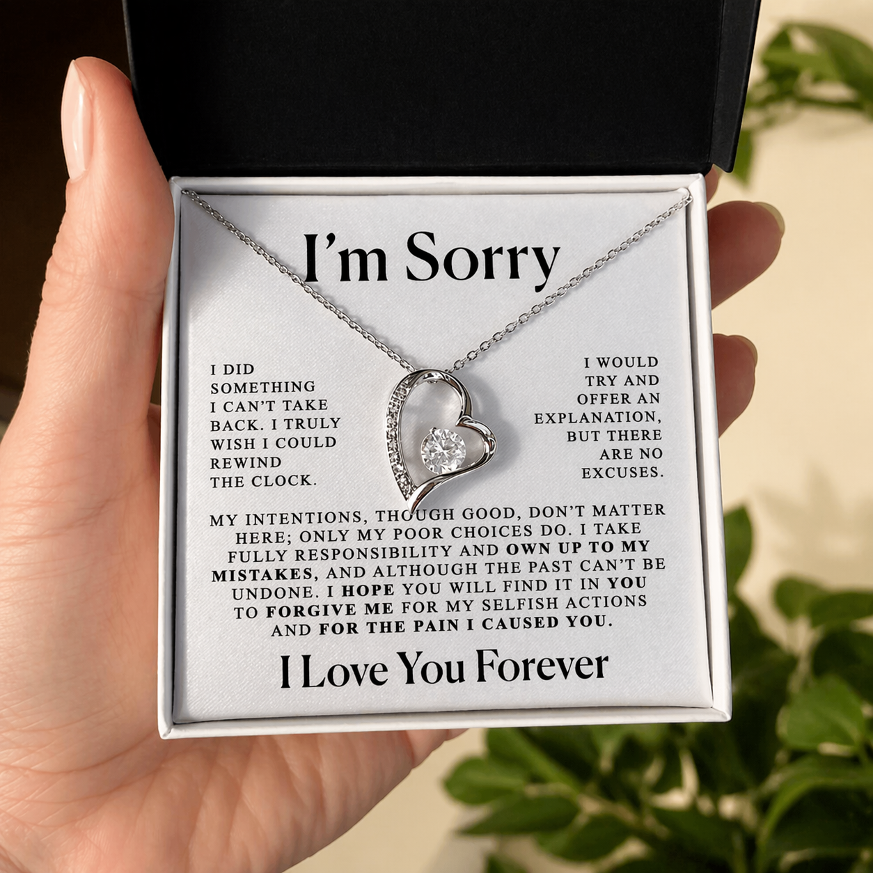 Apology Gift For Loved Ones – “I’m Sorry” Heart Necklace