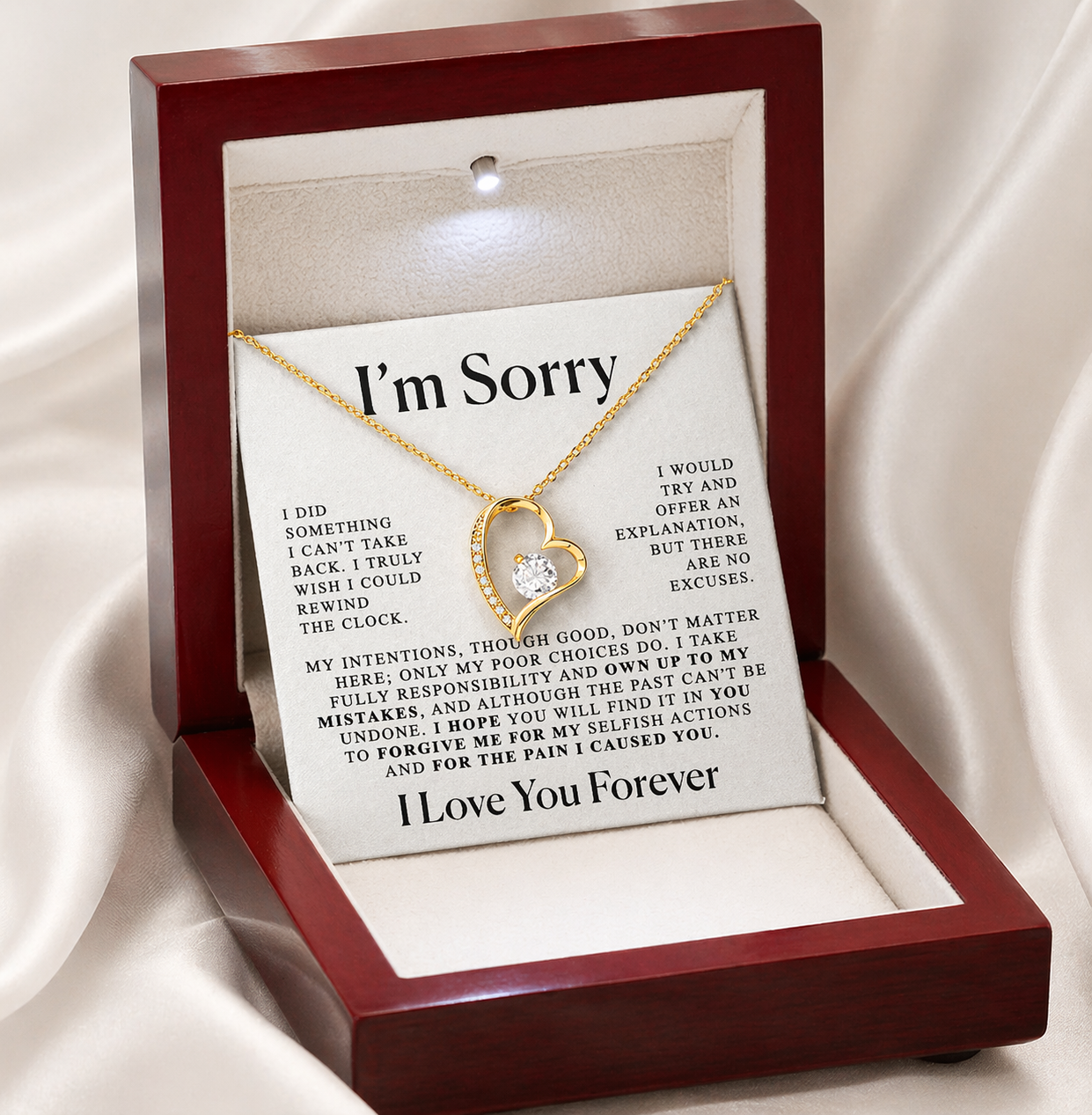Apology Gift For Loved Ones – “I’m Sorry” Heart Necklace